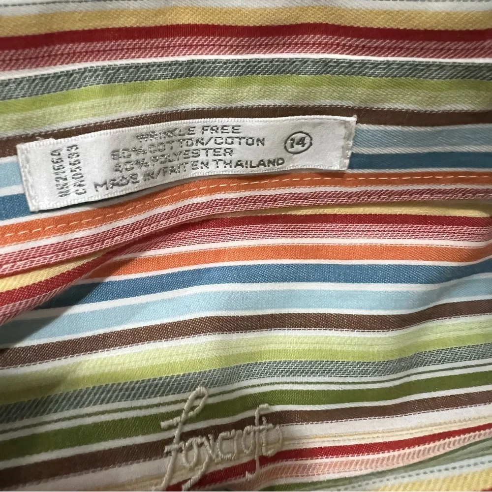 Foxcroft 14 Pastel Stripe Button Down Long Sleeve Shirt B4 - Picture 4 of 4